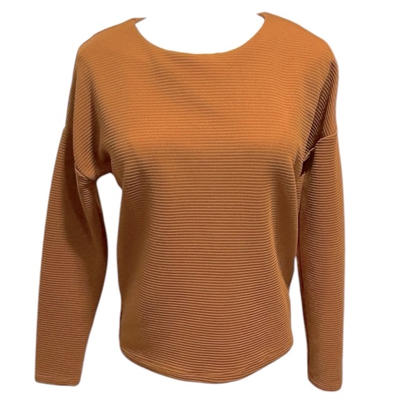 Bar III Tops - 🍀2/$22 Bar III Ribbed Knit Cropped Long Sleeve Top Cognac Brown Womens XS